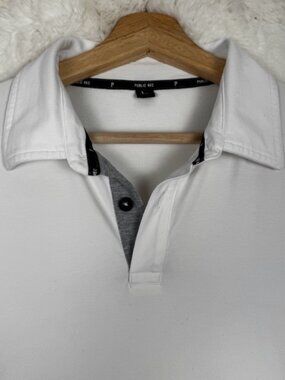 Public Rec Polo Shirt Mens Large White Pima Cotton Tencel Blend Performance Golf